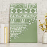 Fiji Marau na Kerisimasi Canvas Wall Art Sage Green Tagimoucia Tapa Masi Tribal LT9 Without Frame Green - Polynesian Pride