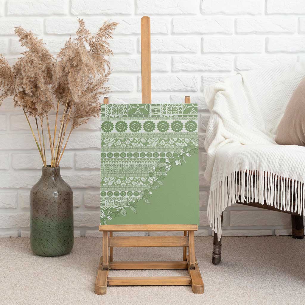 Fiji Marau na Kerisimasi Canvas Wall Art Sage Green Tagimoucia Tapa Masi Tribal LT9 - Polynesian Pride