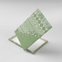 Fiji Marau na Kerisimasi Canvas Wall Art Sage Green Tagimoucia Tapa Masi Tribal LT9 With Frame Green - Polynesian Pride