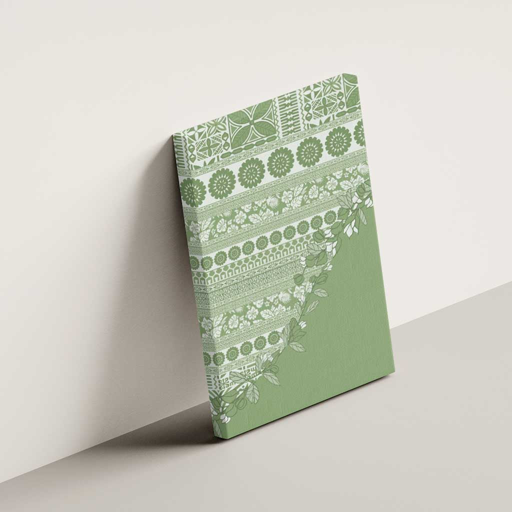 Fiji Marau na Kerisimasi Canvas Wall Art Sage Green Tagimoucia Tapa Masi Tribal LT9 - Polynesian Pride
