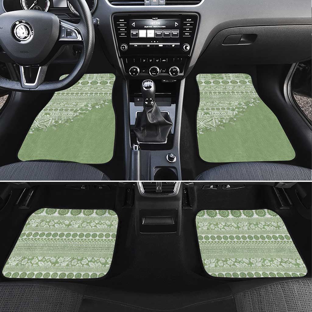 Fiji Marau na Kerisimasi Car Mats Sage Green Tagimoucia Tapa Masi Tribal LT9 Set 4pcs Green - Polynesian Pride