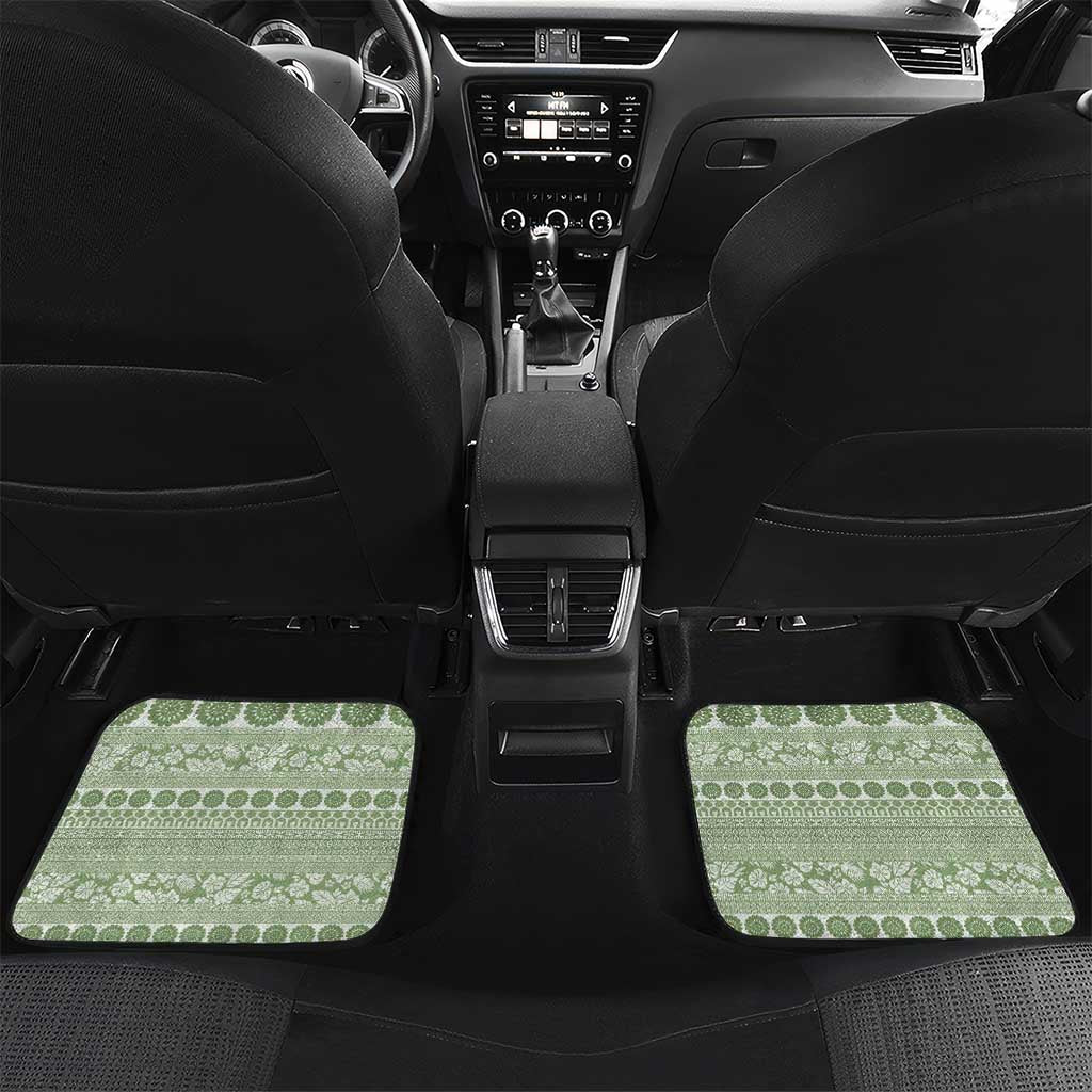 Fiji Marau na Kerisimasi Car Mats Sage Green Tagimoucia Tapa Masi Tribal LT9 Set 2pcs - Back Green - Polynesian Pride
