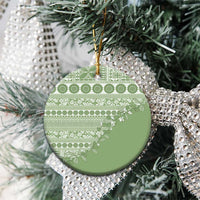 Fiji Marau na Kerisimasi Ceramic Ornament Sage Green Tagimoucia Tapa Masi Tribal LT9 - Polynesian Pride