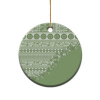 Fiji Marau na Kerisimasi Ceramic Ornament Sage Green Tagimoucia Tapa Masi Tribal LT9 - Polynesian Pride