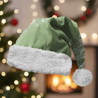 Fiji Marau na Kerisimasi Christmas Santa Hat Sage Green Tagimoucia Tapa Masi Tribal LT9 With Fur Green - Polynesian Pride
