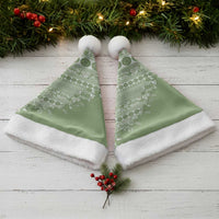 Fiji Marau na Kerisimasi Christmas Santa Hat Sage Green Tagimoucia Tapa Masi Tribal LT9 - Polynesian Pride