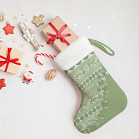 Fiji Marau na Kerisimasi Christmas Stocking Sage Green Tagimoucia Tapa Masi Tribal LT9 - Polynesian Pride