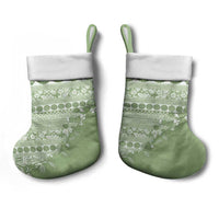 Fiji Marau na Kerisimasi Christmas Stocking Sage Green Tagimoucia Tapa Masi Tribal LT9 - Polynesian Pride
