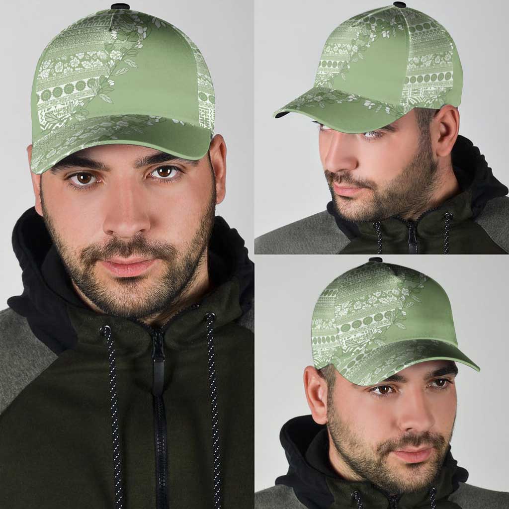 Fiji Marau na Kerisimasi Classic Cap Sage Green Tagimoucia Tapa Masi Tribal - Polynesian Pride