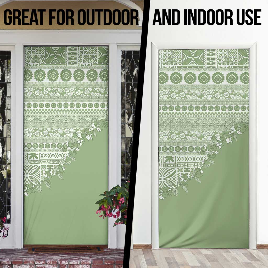 Fiji Marau na Kerisimasi Door Cover Sage Green Tagimoucia Tapa Masi Tribal LT9 - Polynesian Pride