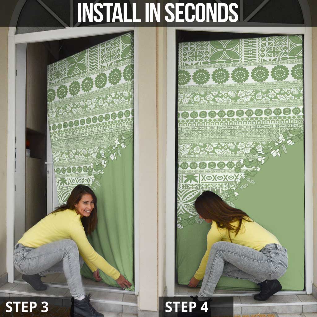 Fiji Marau na Kerisimasi Door Cover Sage Green Tagimoucia Tapa Masi Tribal LT9 - Polynesian Pride