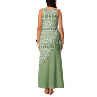 Fiji Marau na Kerisimasi Family Matching Tank Maxi Dress and Hawaiian Shirt Sage Green Tagimoucia Tapa Masi Tribal LT9 - Polynesian Pride