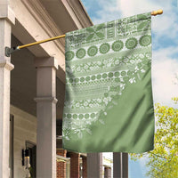 Fiji Marau na Kerisimasi Garden Flag Sage Green Tagimoucia Tapa Masi Tribal LT9 House Flag Green - Polynesian Pride