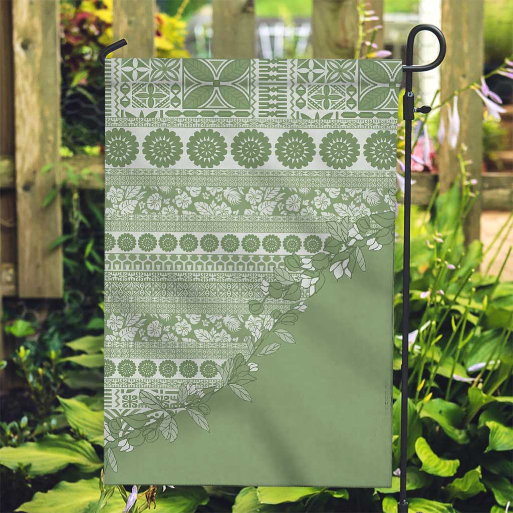 Fiji Marau na Kerisimasi Garden Flag Sage Green Tagimoucia Tapa Masi Tribal LT9 Garden Flag Green - Polynesian Pride