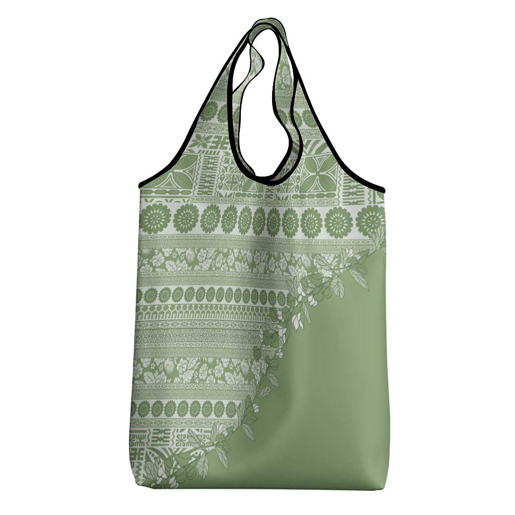 Fiji Marau na Kerisimasi Grocery Bag Sage Green Tagimoucia Tapa Masi Tribal LT9 - Polynesian Pride