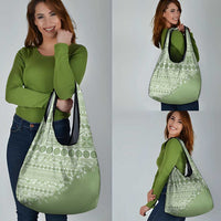 Fiji Marau na Kerisimasi Grocery Bag Sage Green Tagimoucia Tapa Masi Tribal LT9 - Polynesian Pride