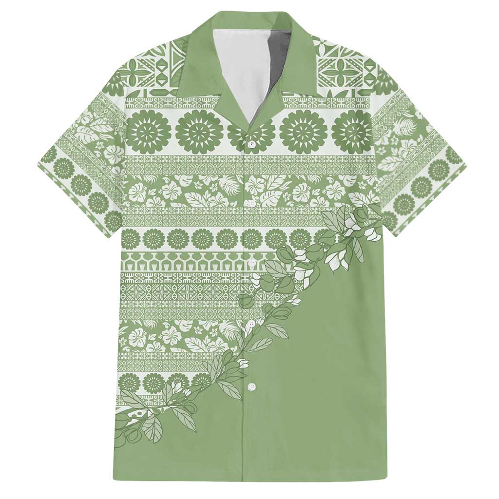 Fiji Marau na Kerisimasi Hawaiian Shirt Sage Green Tagimoucia Tapa Masi Tribal LT9 Green - Polynesian Pride