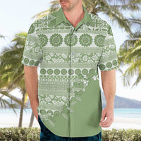 Fiji Marau na Kerisimasi Hawaiian Shirt Sage Green Tagimoucia Tapa Masi Tribal LT9 - Polynesian Pride