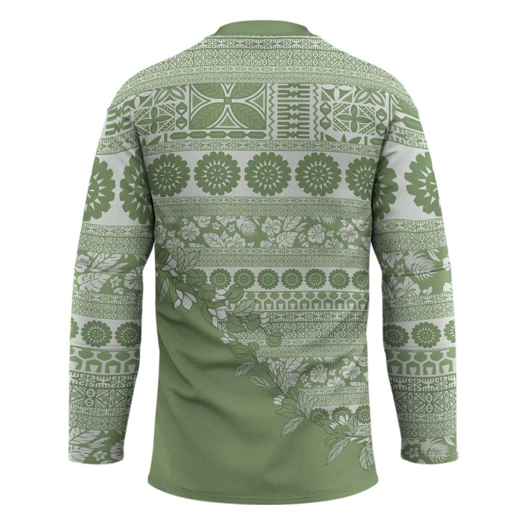 Fiji Marau na Kerisimasi Hockey Jersey Sage Green Tagimoucia Tapa Masi Tribal LT9 - Polynesian Pride