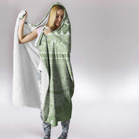 Fiji Marau na Kerisimasi Hooded Blanket Sage Green Tagimoucia Tapa Masi Tribal LT9 - Polynesian Pride