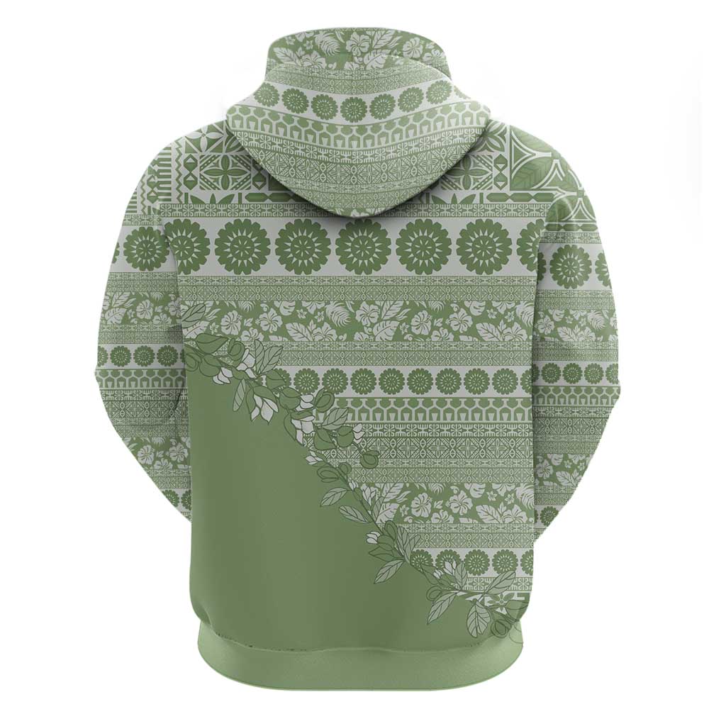 Fiji Marau na Kerisimasi Hoodie Sage Green Tagimoucia Tapa Masi Tribal LT9 - Polynesian Pride