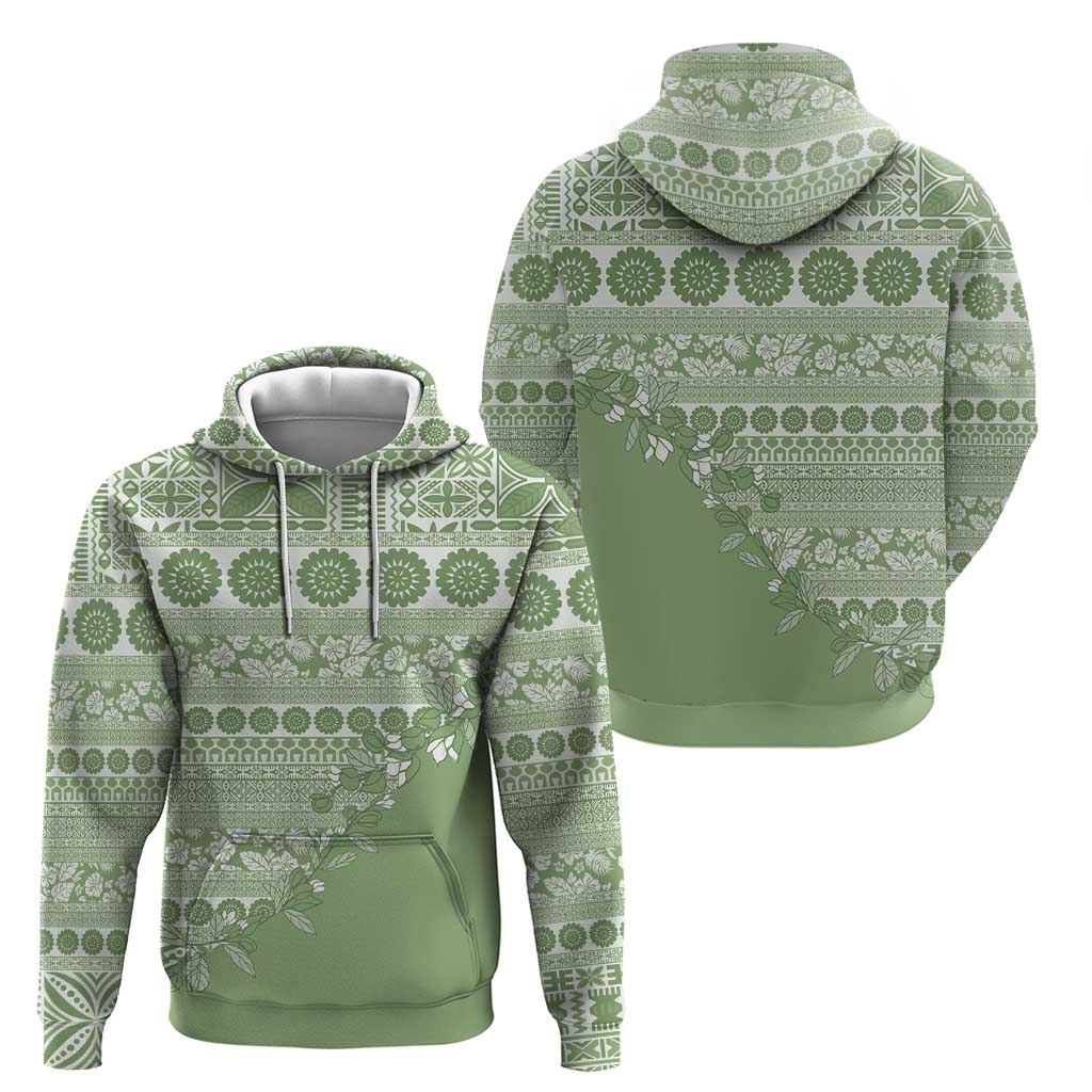 Fiji Marau na Kerisimasi Hoodie Sage Green Tagimoucia Tapa Masi Tribal LT9 - Polynesian Pride