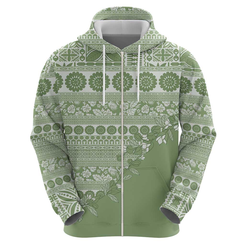 Fiji Marau na Kerisimasi Hoodie Sage Green Tagimoucia Tapa Masi Tribal LT9 - Polynesian Pride