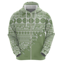 Fiji Marau na Kerisimasi Hoodie Sage Green Tagimoucia Tapa Masi Tribal LT9 - Polynesian Pride