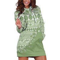 Fiji Marau na Kerisimasi Hoodie Dress Sage Green Tagimoucia Tapa Masi Tribal LT9 Green - Polynesian Pride