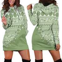 Fiji Marau na Kerisimasi Hoodie Dress Sage Green Tagimoucia Tapa Masi Tribal LT9 - Polynesian Pride