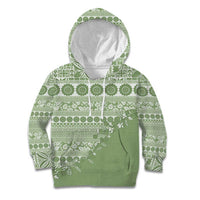 Fiji Marau na Kerisimasi Kid Hoodie Sage Green Tagimoucia Tapa Masi Tribal - Polynesian Pride