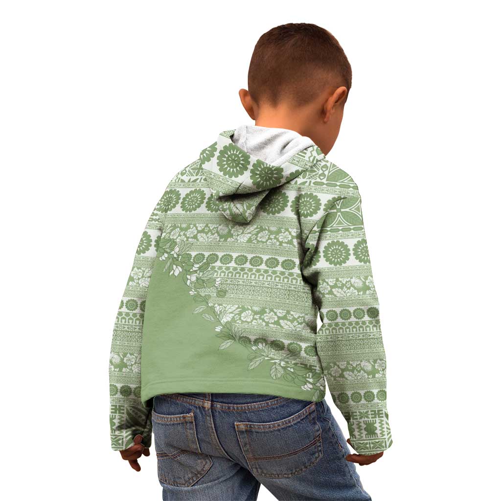 Fiji Marau na Kerisimasi Kid Hoodie Sage Green Tagimoucia Tapa Masi Tribal - Polynesian Pride