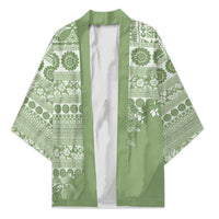 Fiji Marau na Kerisimasi Kimono Sage Green Tagimoucia Tapa Masi Tribal LT9 Unisex Green - Polynesian Pride