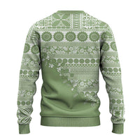 Fiji Marau na Kerisimasi Ugly Christmas Sweater Sage Green Tagimoucia Tapa Masi Tribal LT9 - Polynesian Pride