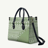 Fiji Marau na Kerisimasi Leather Bag Sage Green Tagimoucia Tapa Masi Tribal LT9 Green - Polynesian Pride