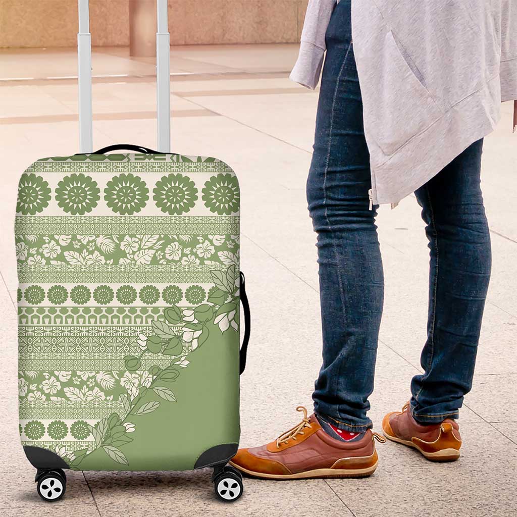 Fiji Marau na Kerisimasi Luggage Cover Sage Green Tagimoucia Tapa Masi Tribal LT9 Green - Polynesian Pride