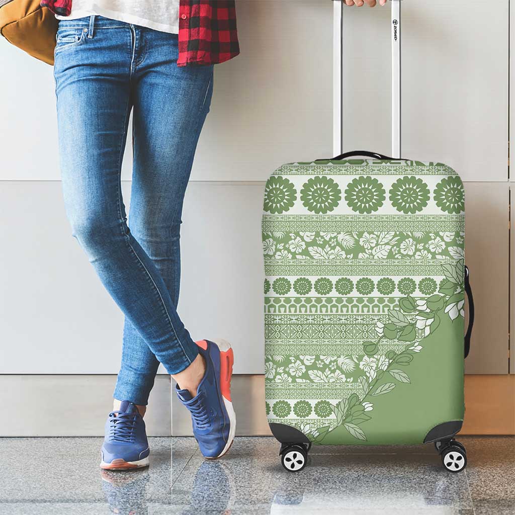 Fiji Marau na Kerisimasi Luggage Cover Sage Green Tagimoucia Tapa Masi Tribal LT9 - Polynesian Pride