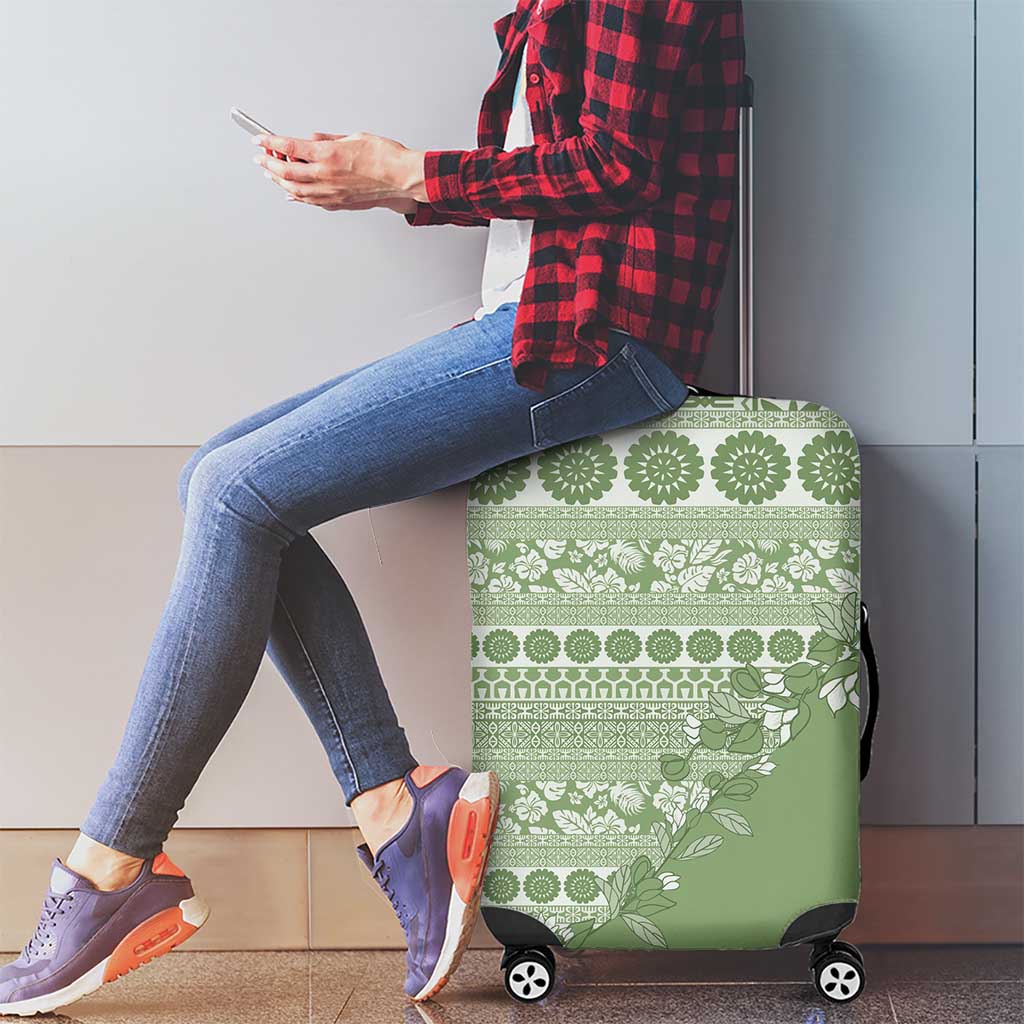 Fiji Marau na Kerisimasi Luggage Cover Sage Green Tagimoucia Tapa Masi Tribal LT9 - Polynesian Pride