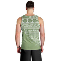 Fiji Marau na Kerisimasi Men Tank Top Sage Green Tagimoucia Tapa Masi Tribal LT9 - Polynesian Pride