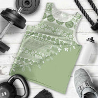Fiji Marau na Kerisimasi Men Tank Top Sage Green Tagimoucia Tapa Masi Tribal LT9 - Polynesian Pride