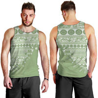 Fiji Marau na Kerisimasi Men Tank Top Sage Green Tagimoucia Tapa Masi Tribal LT9 - Polynesian Pride