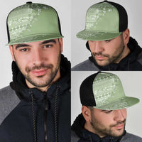 Fiji Marau na Kerisimasi Mesh Trucker Cap Sage Green Tagimoucia Tapa Masi Tribal LT9 - Polynesian Pride