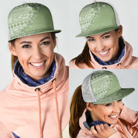Fiji Marau na Kerisimasi Mesh Trucker Cap Sage Green Tagimoucia Tapa Masi Tribal LT9 - Polynesian Pride