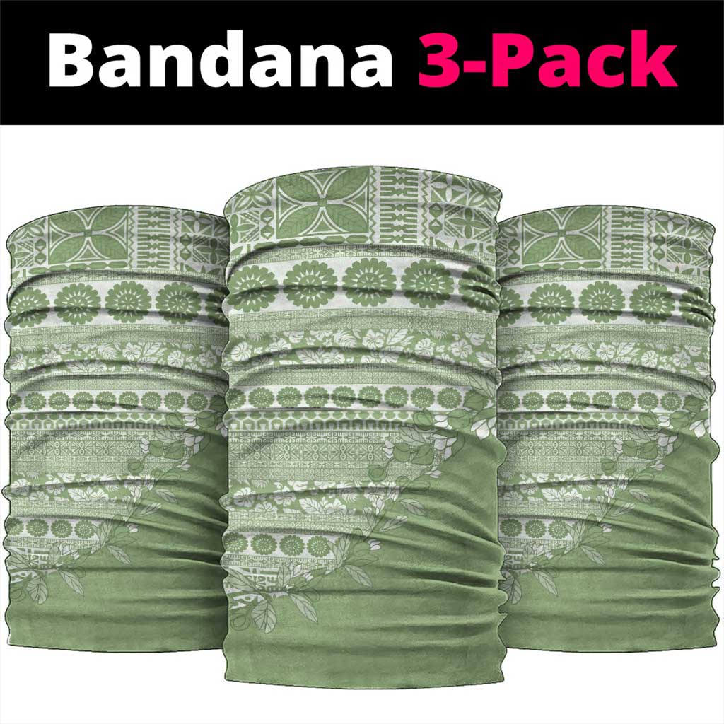Fiji Marau na Kerisimasi Neck Gaiter Sage Green Tagimoucia Tapa Masi Tribal LT9 package One Size: 25*50cm Green - Polynesian Pride