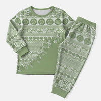 Fiji Marau na Kerisimasi Christmas Pajama Set Sage Green Tagimoucia Tapa Masi Tribal LT9 Men Green - Polynesian Pride