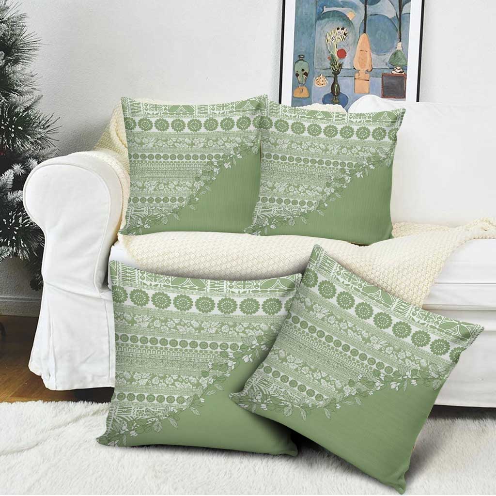 Fiji Marau na Kerisimasi Pillow Cover Sage Green Tagimoucia Tapa Masi Tribal LT9 - Polynesian Pride