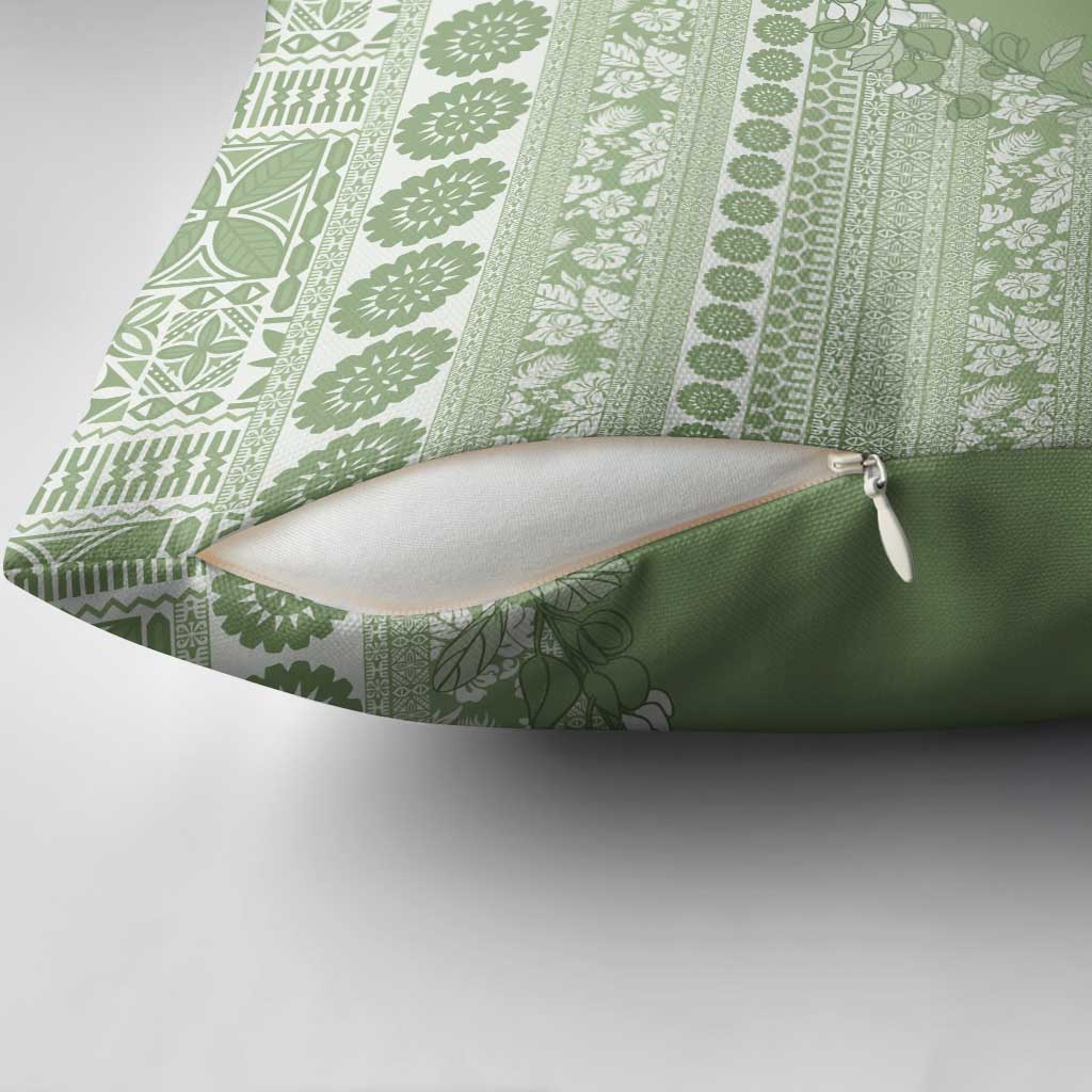 Fiji Marau na Kerisimasi Pillow Cover Sage Green Tagimoucia Tapa Masi Tribal LT9 - Polynesian Pride