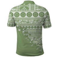 Fiji Marau na Kerisimasi Polo Shirt Sage Green Tagimoucia Tapa Masi Tribal LT9 - Polynesian Pride