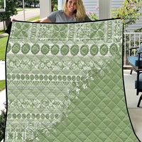 Fiji Marau na Kerisimasi Quilt Sage Green Tagimoucia Tapa Masi Tribal LT9 Green - Polynesian Pride