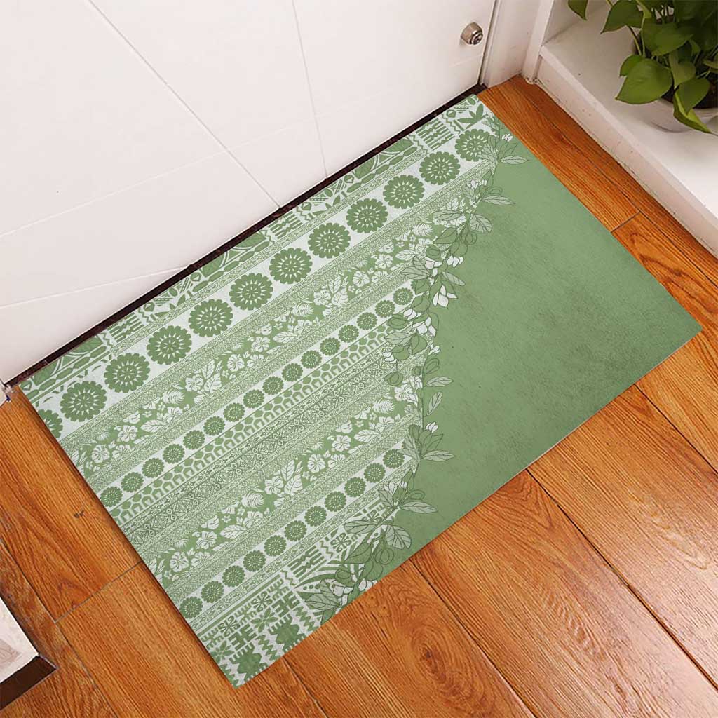 Fiji Marau na Kerisimasi Rubber Doormat Sage Green Tagimoucia Tapa Masi Tribal LT9 - Polynesian Pride